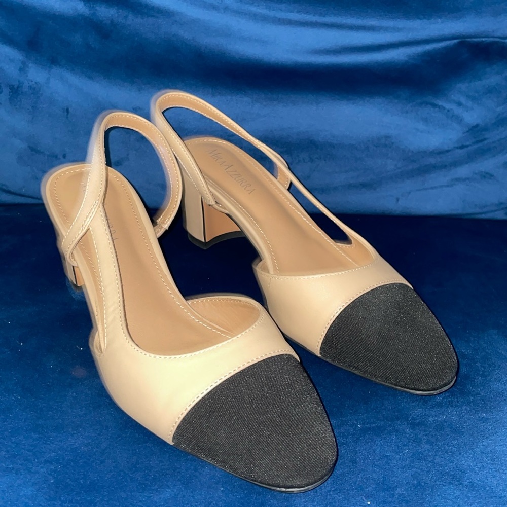 Two toned slingblack block heels - Picture 1 of 6